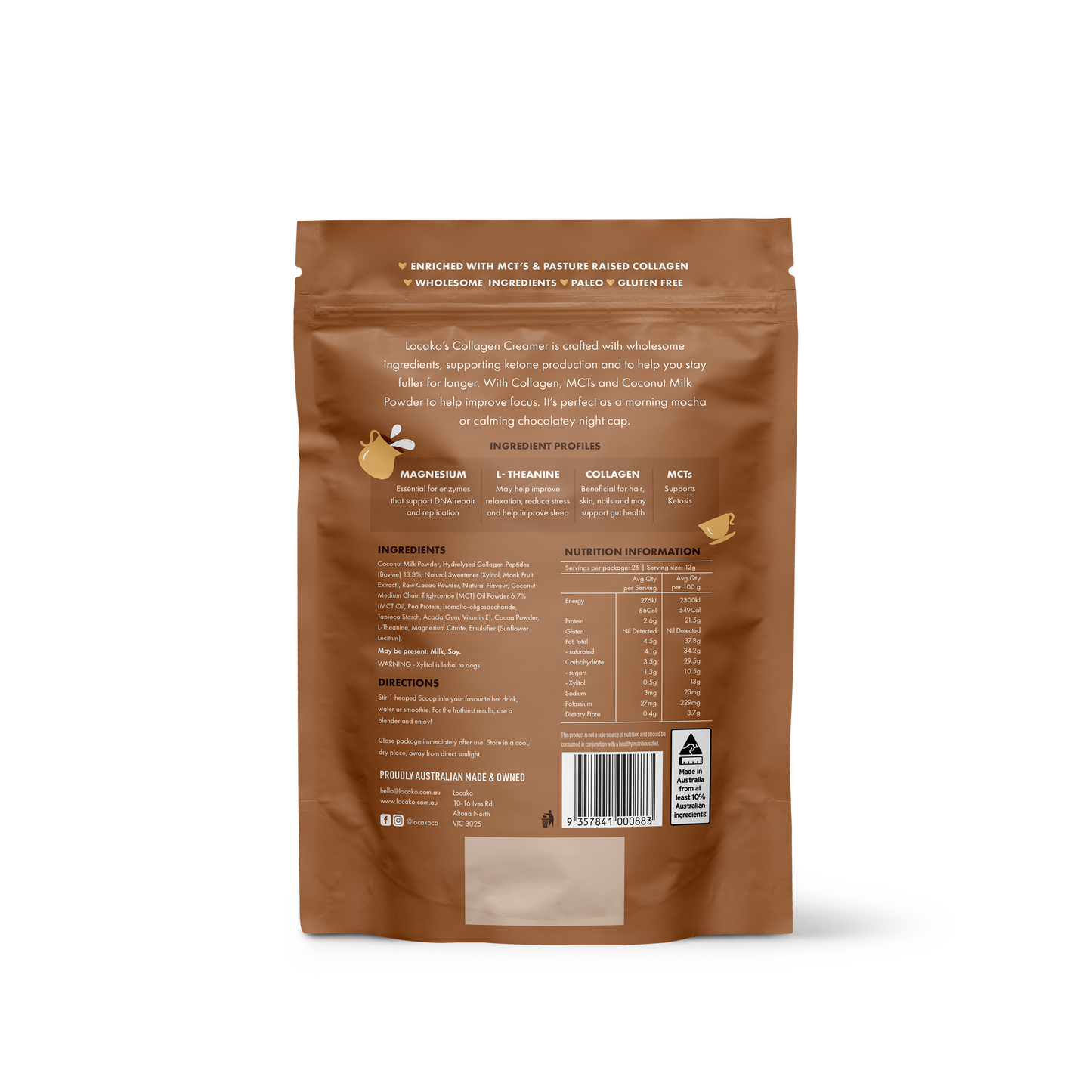 Collagen Creamer - Focus - Decadent Chocolate - Locako
