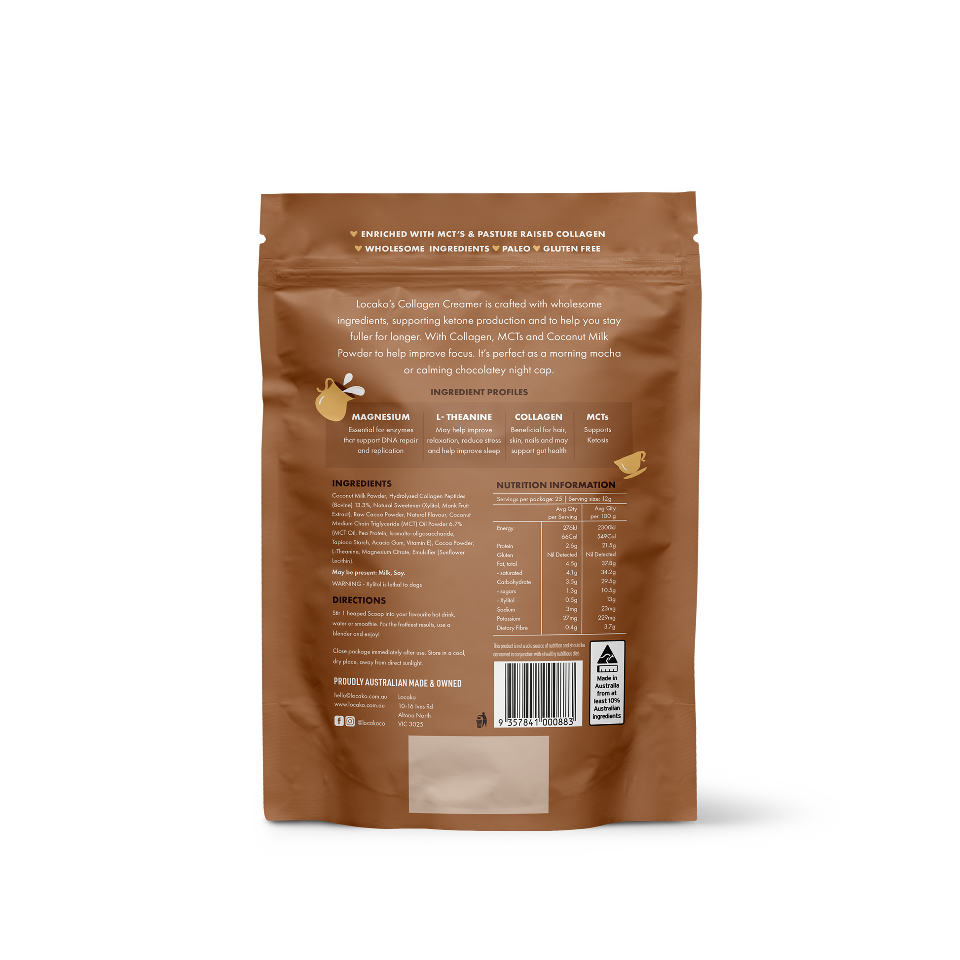 Collagen Creamer - Focus - Decadent Chocolate - Locako