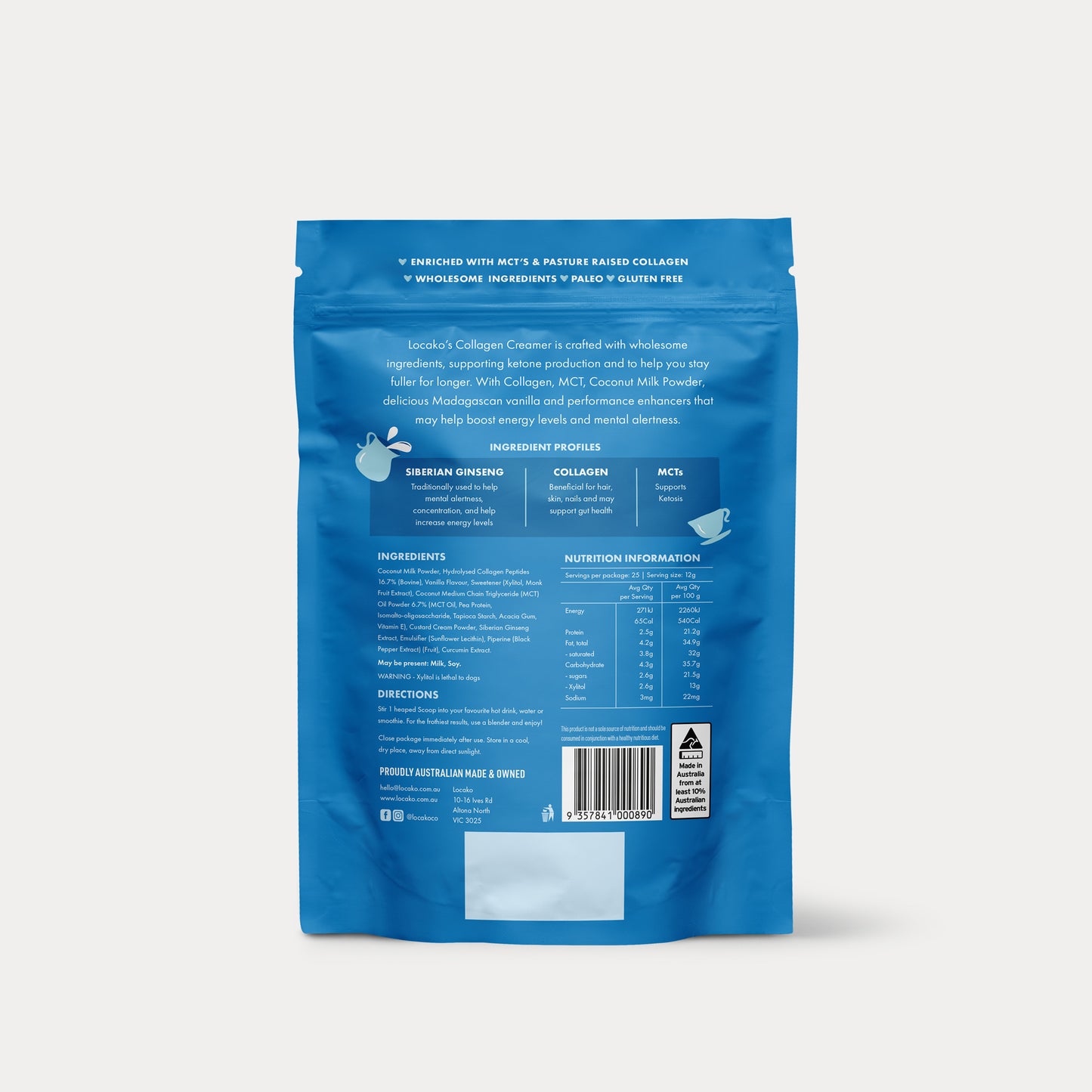 Collagen Creamer - Performance - Madagascan Vanilla - Locako
