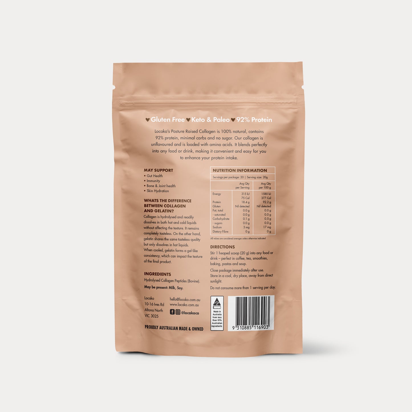 Natural Pasture Raised Collagen - Locako