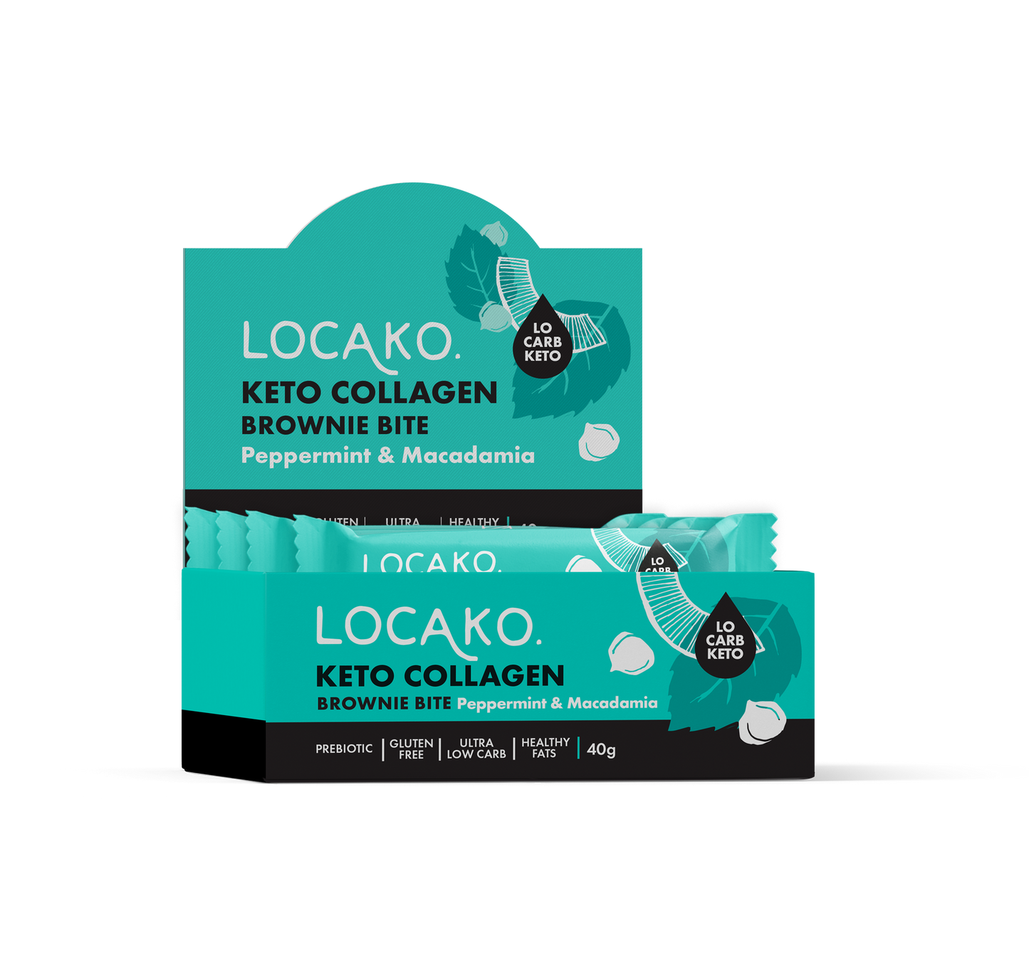 Peppermint Macadamia  Keto Collagen Brownie Bites - Locako