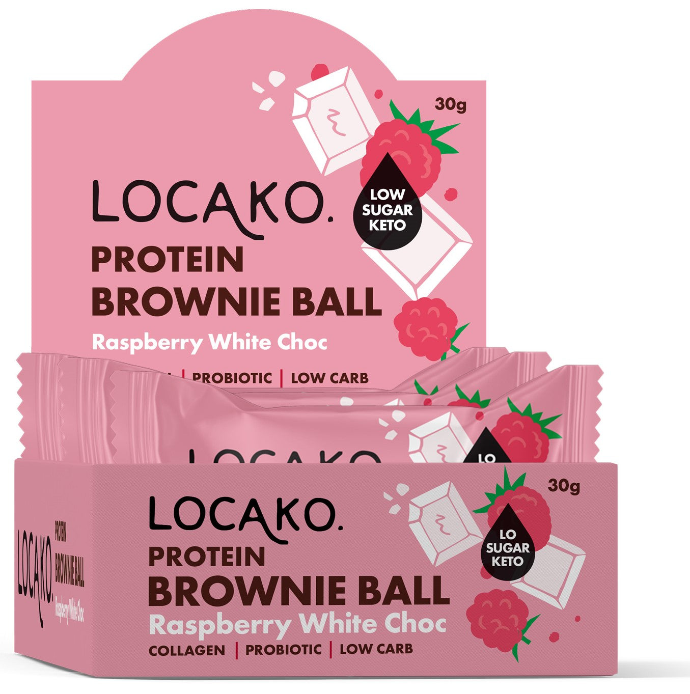 Protein Brownie Balls - Raspberry White Choc - Locako