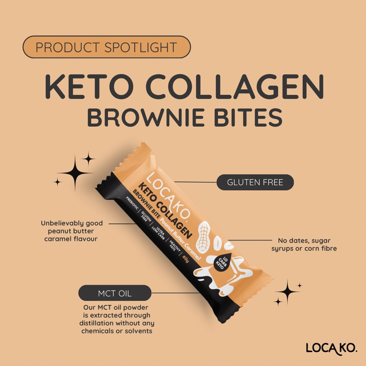 Peanut Butter Caramel Keto Collagen Brownie Bites - Locako