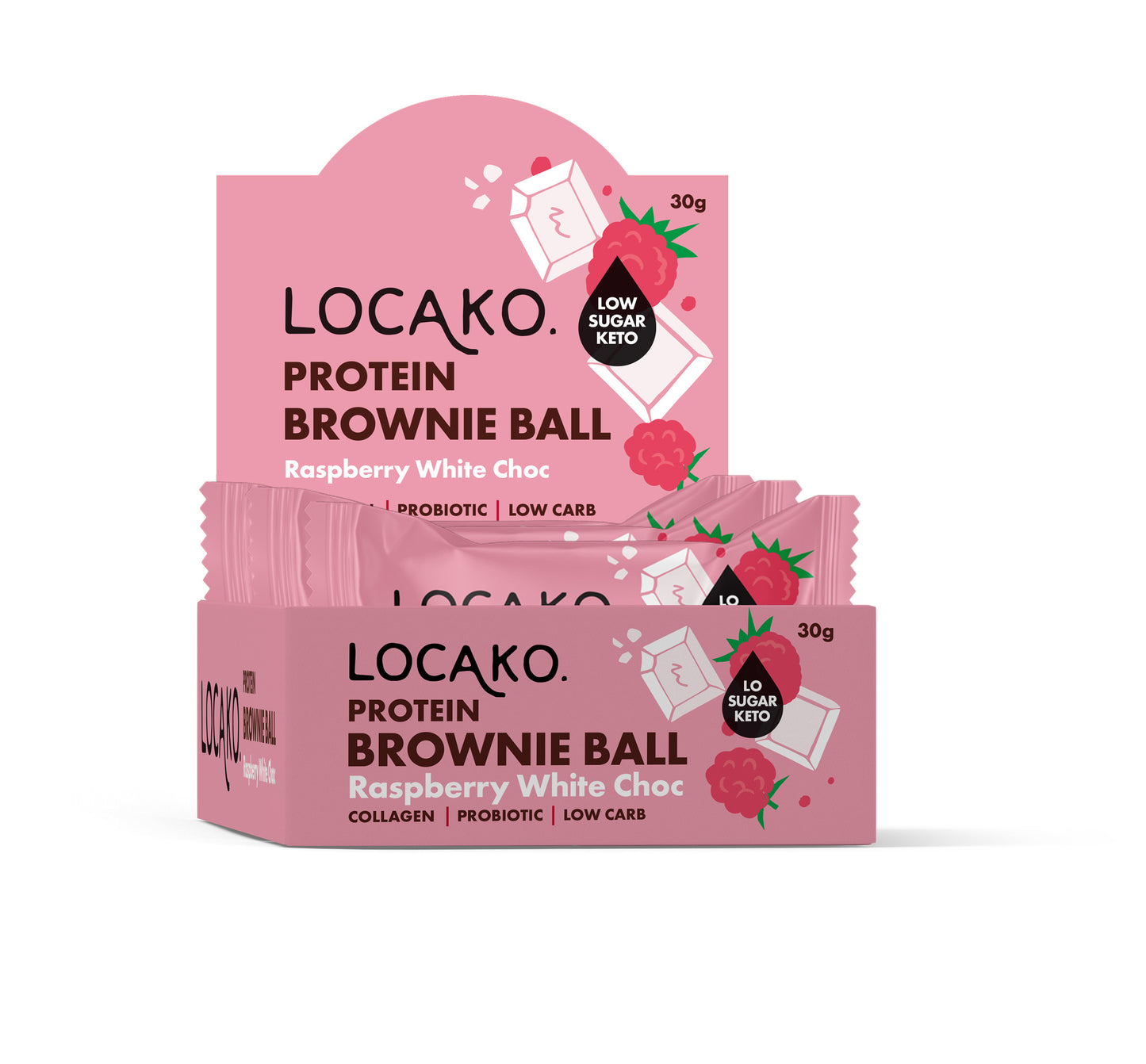 Protein Brownie Balls - Raspberry White Choc - Locako