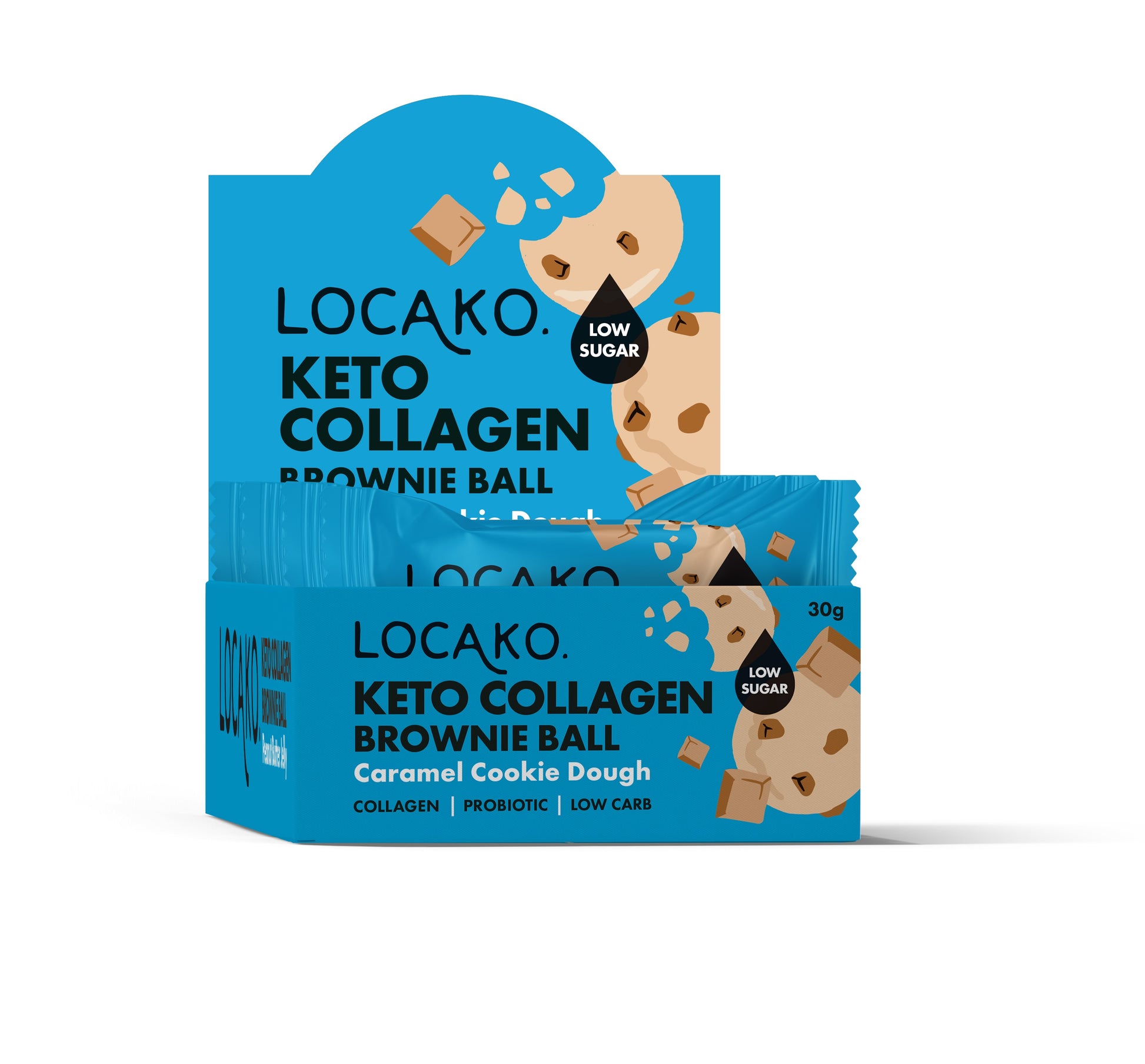 Keto Collagen Brownie Ball Caramel Cookie Dough 30g - Locako